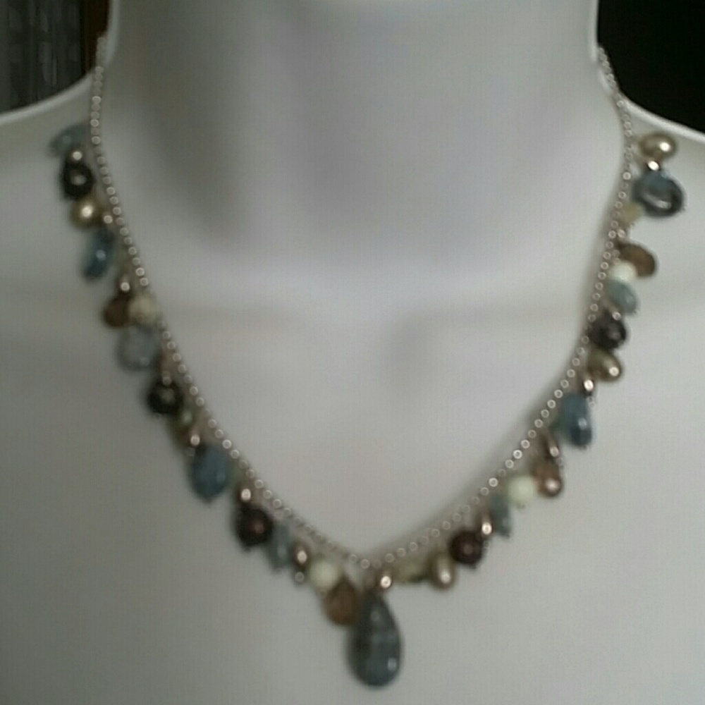 Bead and Stone Necklace 16"